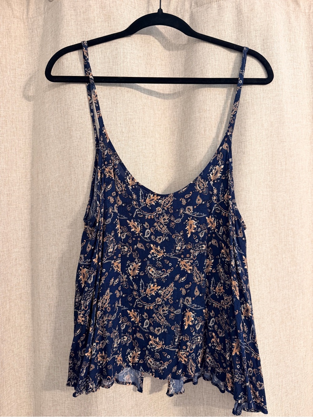 Navy Floral Spaghetti-Strap Tank Top